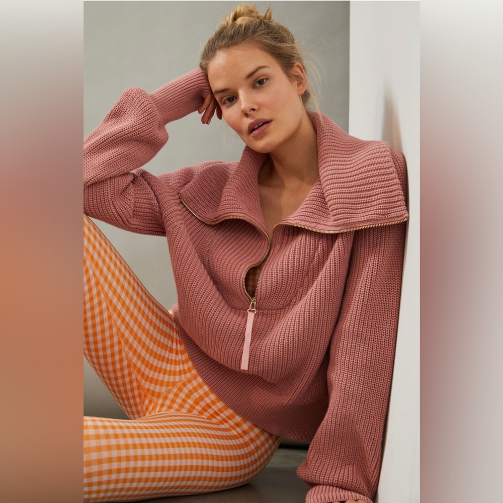 Varley Mentone Quarter zip pullover - rose - medium